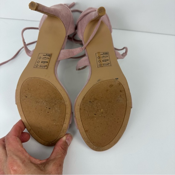 Lulus Dusty Pink Suede Aimee Open Toe Ankle Wrap Tie Heels Size 8.5 - Picture 10 of 17